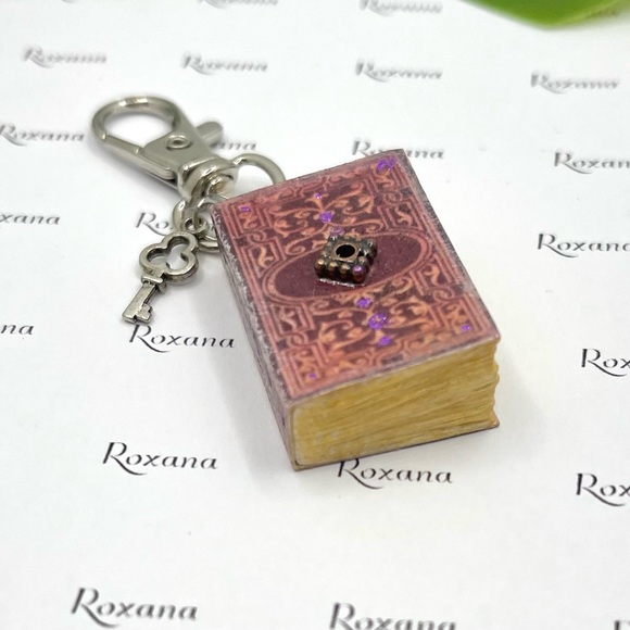 Book Charm -miniature book One of a kind-Polymer Clay and Aged paper Books cover - Picture 3 of 3